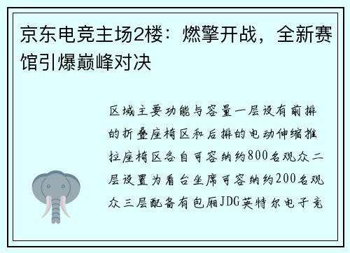 京东电竞主场2楼：燃擎开战，全新赛馆引爆巅峰对决